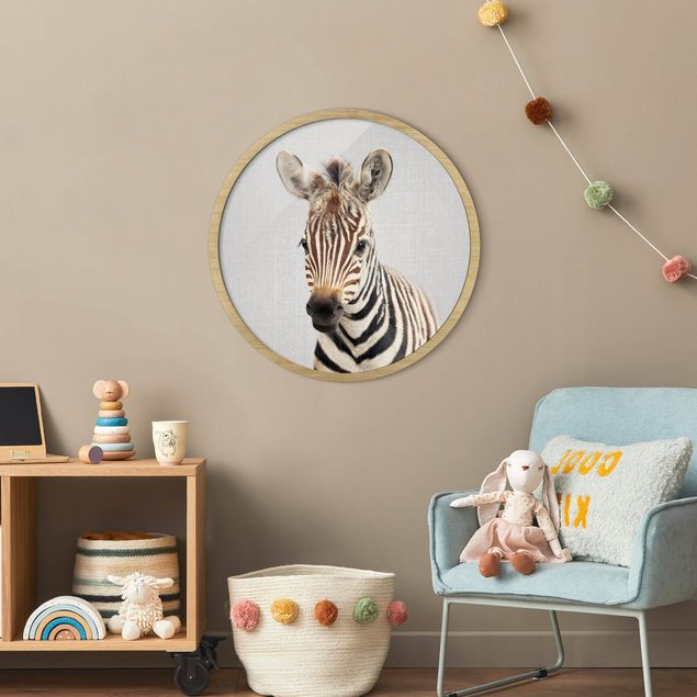 Poster con cornice rotonda Piccola Zebra Zoey
