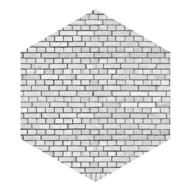 Fotomurale esagonale autoadesivo - Muro di mattoni bianco