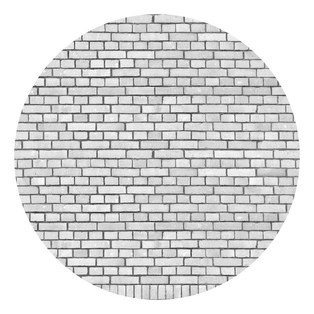 Carta da parati rotonda autoadesiva - Muro di mattoni bianco