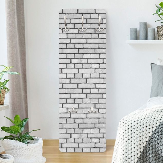 Appendiabiti effetto pietra - Muro di mattoni bianco