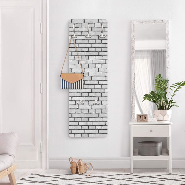 Appendiabiti effetto pietra - Muro di mattoni bianco