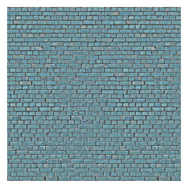 Carta da parati - Brick tile wallpaper turquoise blue