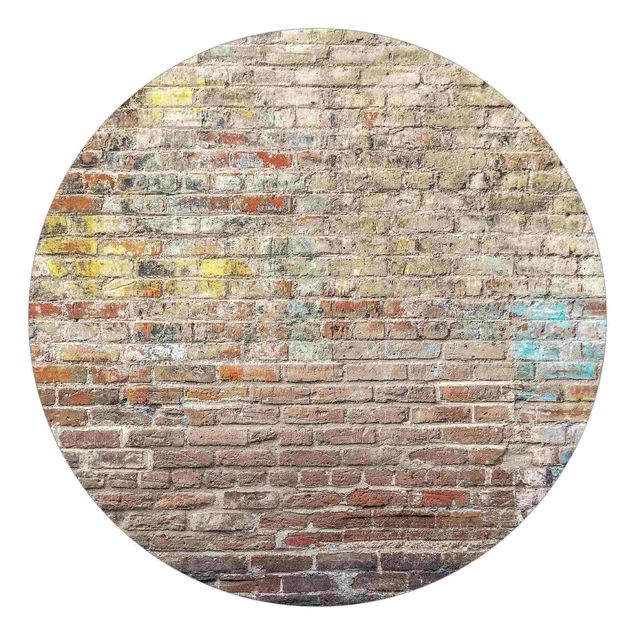 Carte da parati rotonde|Muro di mattoni con colorazioni shabby