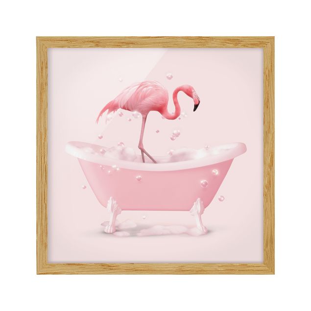 Poster con cornice - Vasche da bagno con fenicottero