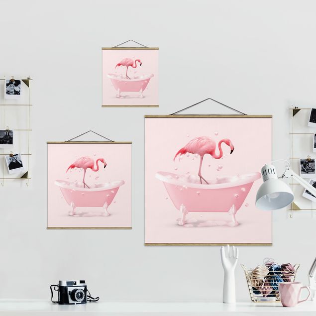 Foto su tessuto da parete con bastone - Vasche da bagno con fenicottero