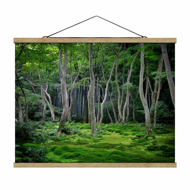 Foto su tessuto da parete con bastone - Foresta giapponese - Orizzontale 3:4