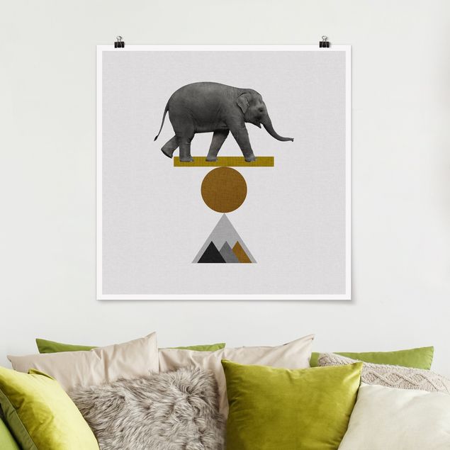 Poster illustrazioni Arte dell'equilibrio - Elefante