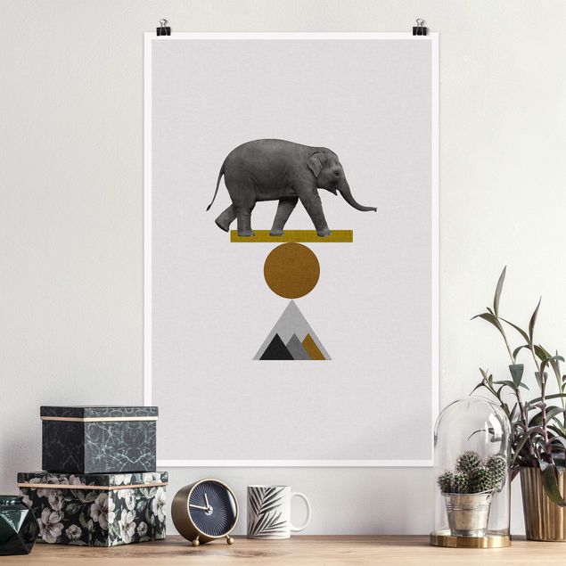 Poster illustrazioni Arte dell'equilibrio - Elefante