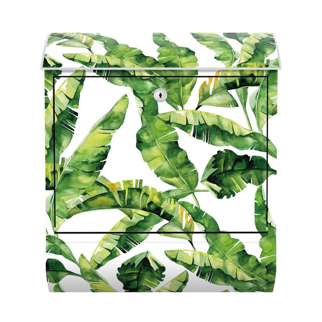 Cassetta postale - Trama di foglie di banane in acquerello