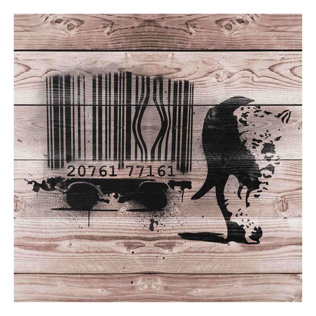 Quadro in vetro - Barcode Leopard - Brandalised ft. Graffiti by Banksy
