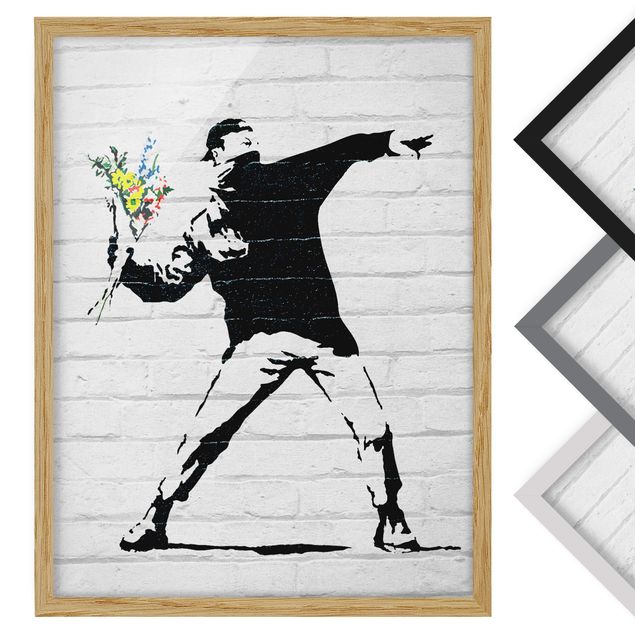 Poster con cornice - Lancio di fiori - Brandalised ft. Graffiti by Banksy