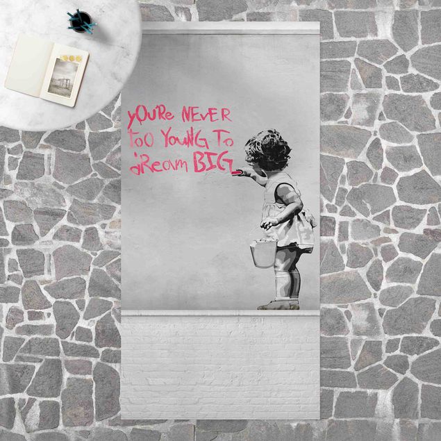 Tappeti bianco e nero Dream Big - Brandalised ft. Graffiti by Banksy