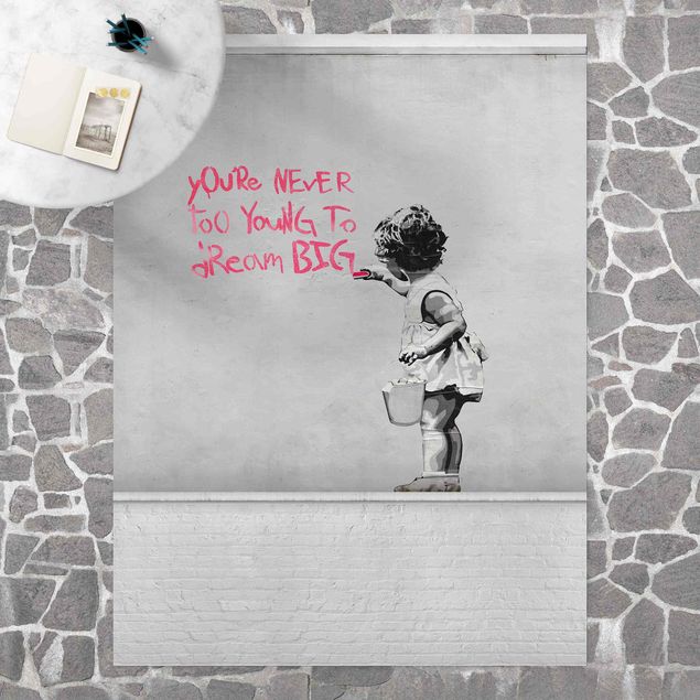 Tappeto cucina bianco e nero Dream Big - Brandalised ft. Graffiti by Banksy