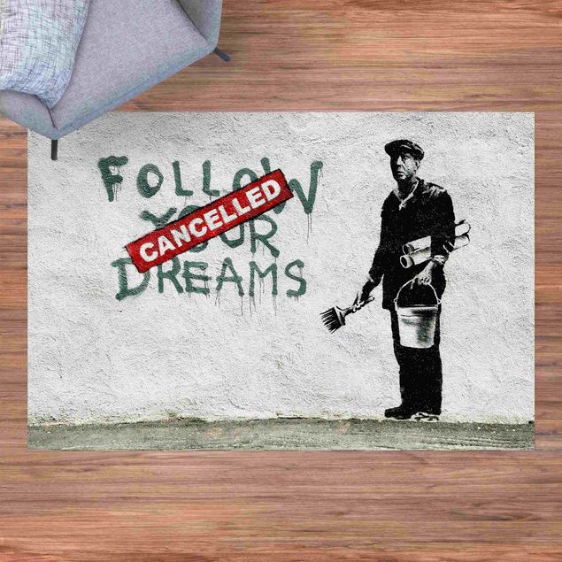 Tappeto cucina bianco e nero Follow Your Dreams - Brandalised ft. Graffiti by Banksy