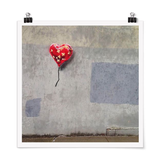 Poster - Banksy - Herz mit Pflastern - Quadrat 1:1
