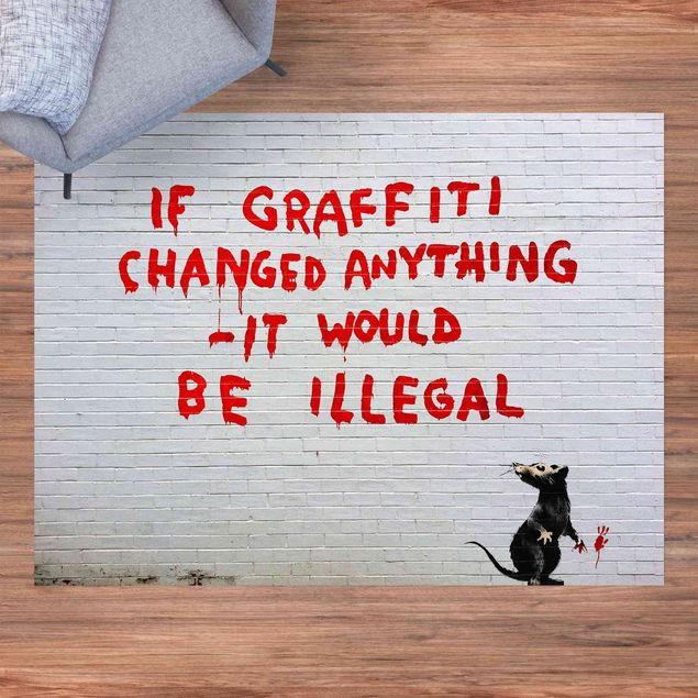 Tappeto bianco e nero moderno If Graffiti Changed Anything - Brandalised ft. Graffiti by Banksy