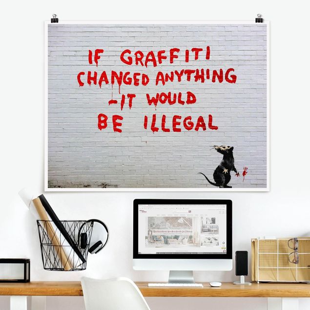 Poster bianco e nero formato orizzontale If Graffiti Changed Anything - Brandalised ft. Graffiti by Banksy