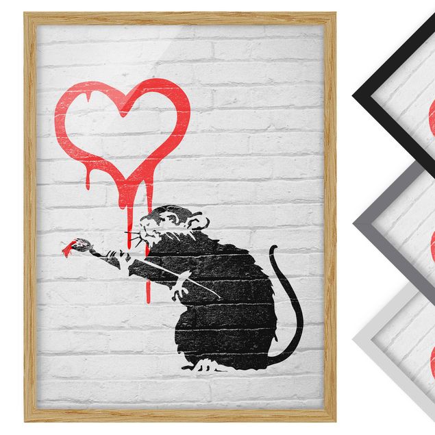 Poster con cornice - Love Rat - Brandalised ft. Graffiti by Banksy