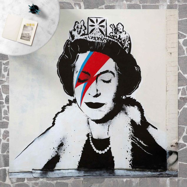 Tappeti bianco e nero Queen Lizzie Stardust - Brandalised ft. Graffiti by Banksy
