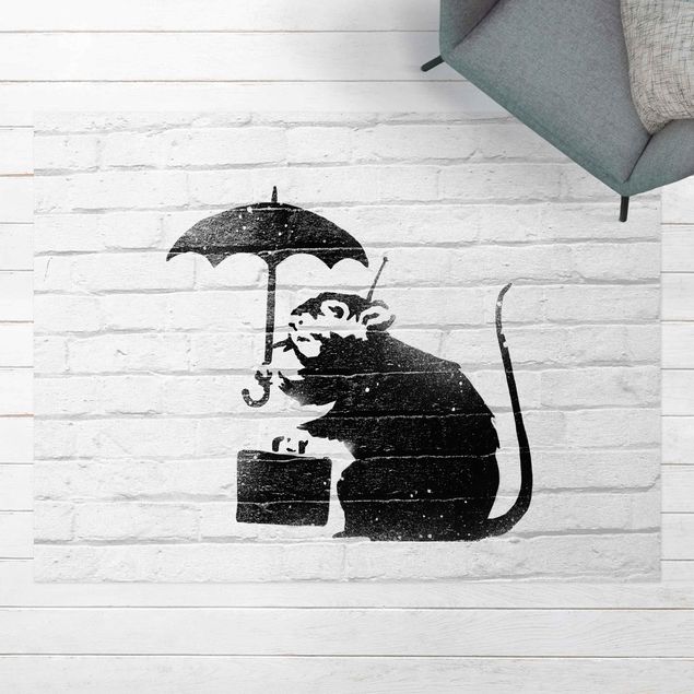 Tappeto da balcone Ratto con ombrello - Brandalised ft. Graffiti by Banksy