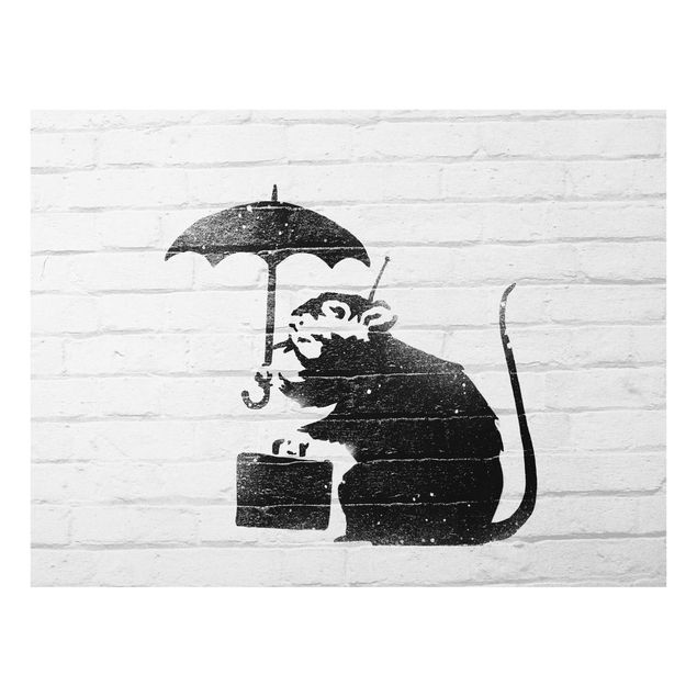 Quadro in vetro - Ratto con ombrello - Brandalised ft. Graffiti by Banksy