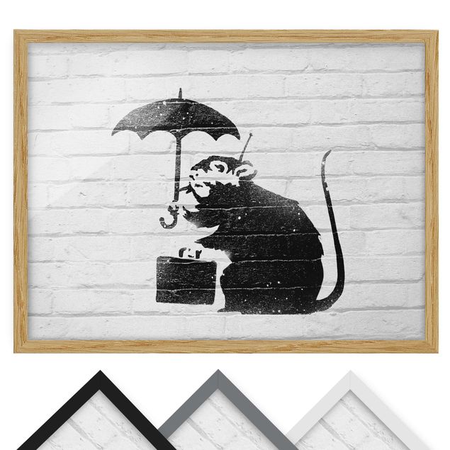 Poster con cornice - Ratto con ombrello - Brandalised ft. Graffiti by Banksy