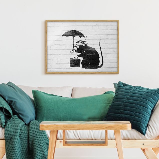 Poster con cornice - Ratto con ombrello - Brandalised ft. Graffiti by Banksy