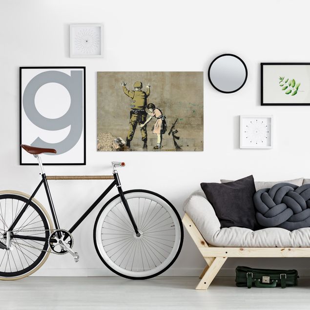 Quadri moderni per soggiorno Banksy - Soldato e ragazza
