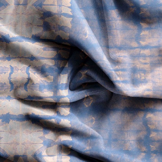 Tende moderno Righe batik in albicocca e blu