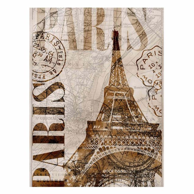 Lavagna magnetica - Shabby Chic Collage - Parigi - Formato verticale 4:3