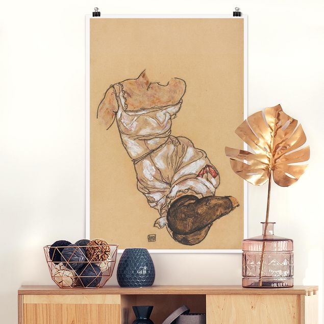 Egon Schiele quadri Egon Schiele - Torso femminile in biancheria intima e calze nere
