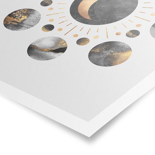Poster - Moon Phases astratta dell'oro - Verticale 4:3