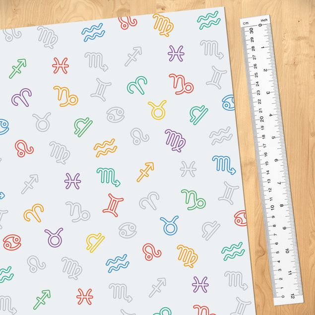 Pellicola adesiva - Disegni didattici per bambini con segni zodiacali colorati e simboli