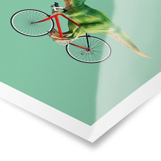 Poster - Jonas Loose - Dinosauro con la bicicletta - Verticale 3:2