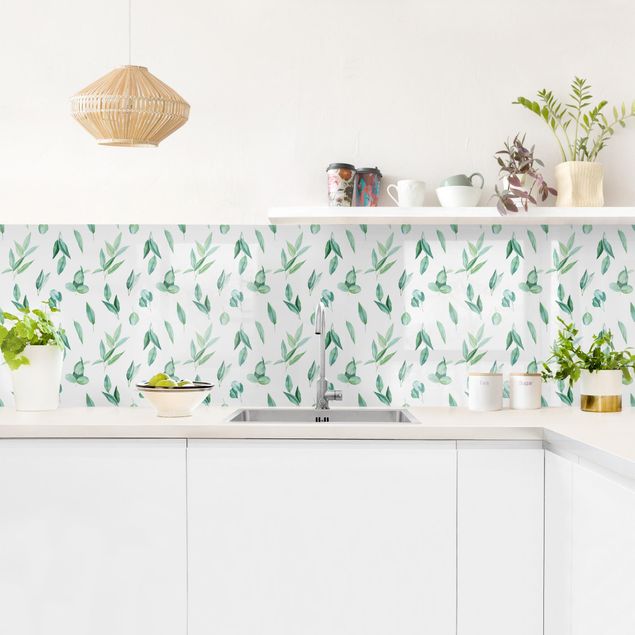 rivestimenti moderni cucina Disegno acquerello di rami di eucalipto