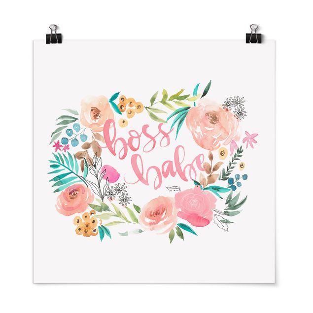 Poster - Pink Flowers - Boss Modella - Quadrato 1:1