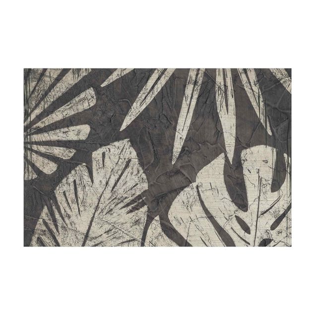 Tappeto bagno grigio Sfondo grigio scuro con foglie di palma
