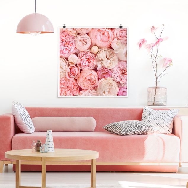 Poster - Rose Rose Coral Shabby - Quadrato 1:1