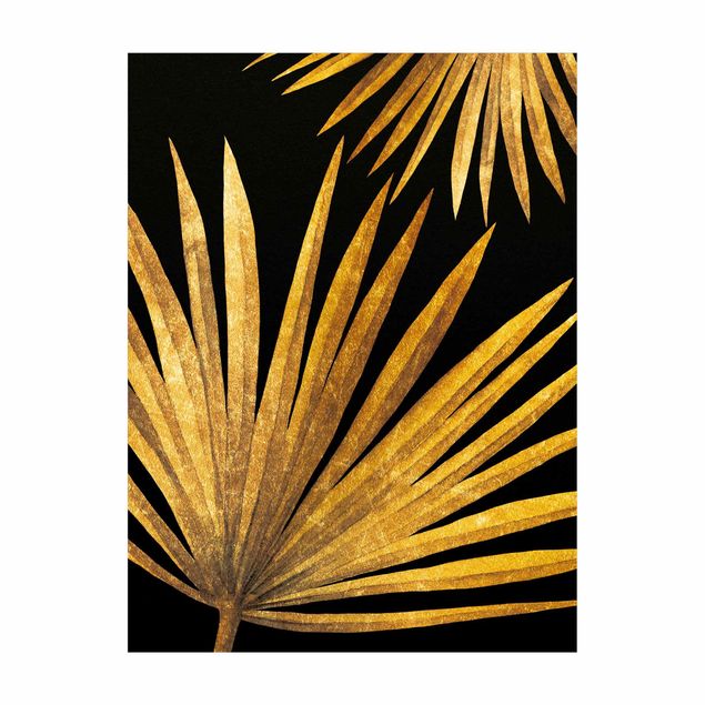 Tappeti oro Oro - Foglia di palma su nero