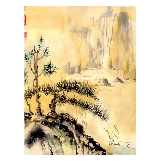 Lavagna magnetica - Giapponesi Acquerello cedri e Monti - Formato verticale 4:3