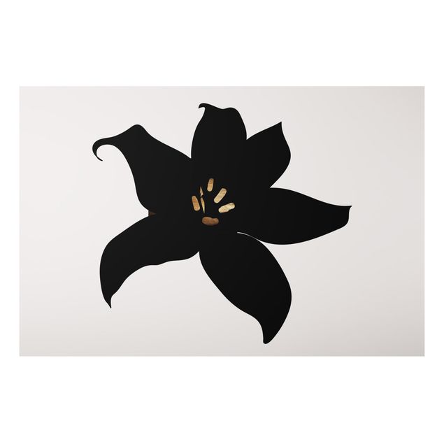 Stampa su alluminio - Mondo vegetale grafico - Orchidea in nero e oro - Orizzontale 2:3