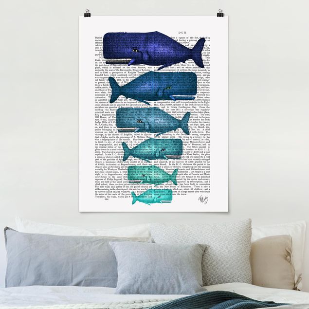 quadri con animali Lettura con animali - Famiglia di balene