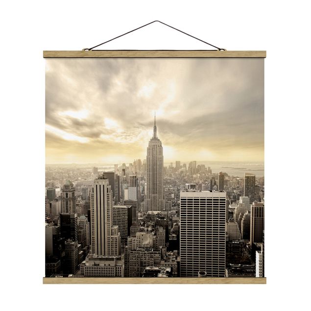 Quadro su tessuto con stecche per poster - Manhattan Alba - Quadrato 1:1