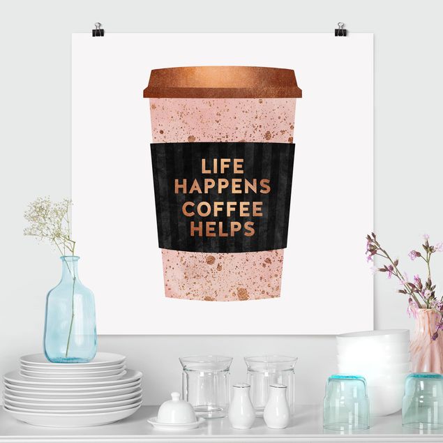 Abstrakte Malerei Life Happens Coffee Helps oro