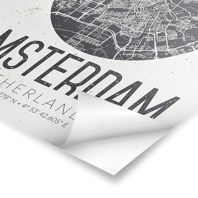 Poster - Mappa Amsterdam - Retro - Verticale 4:3