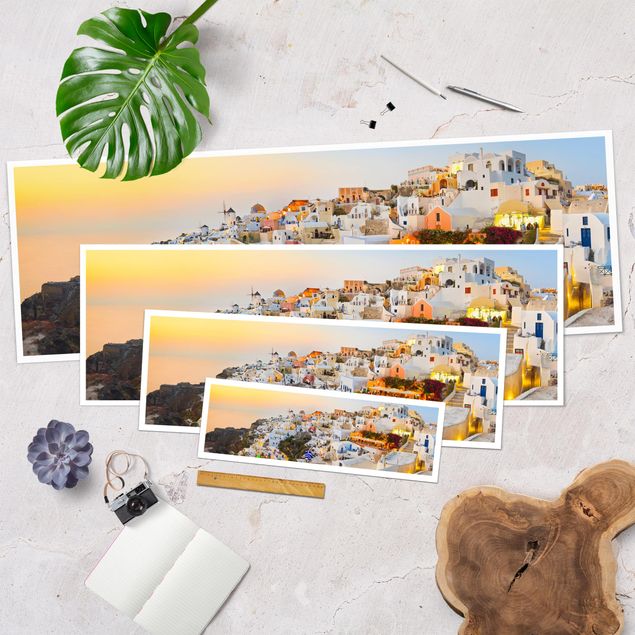 Poster - Santorini luminoso - Panorama formato orizzontale