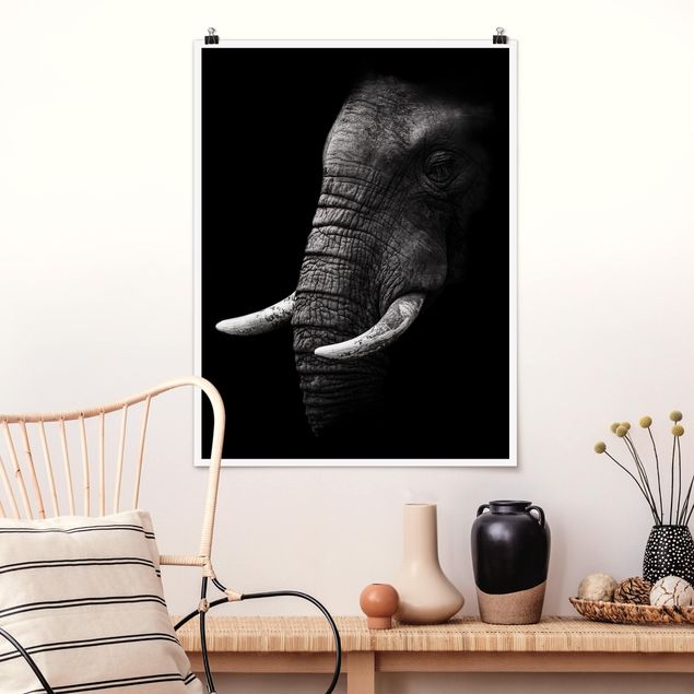 stampe animali Ritratto di elefante scuro