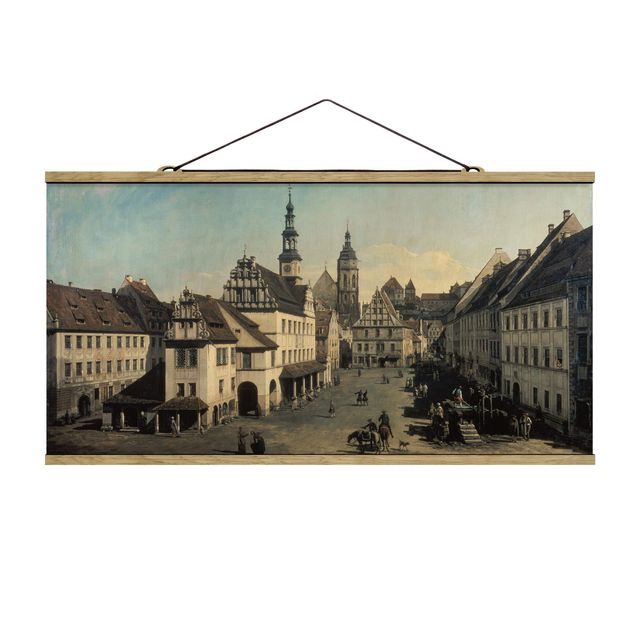 Quadro su tessuto con stecche per poster - Bernardo Bellotto - La Piazza del Mercato a Pirna - Orizzontale 1:2