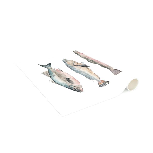 Tappeti color pastello Sette pesci in acquerello I