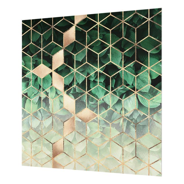 Paraschizzi in vetro - Green Leaves Golden Geometry